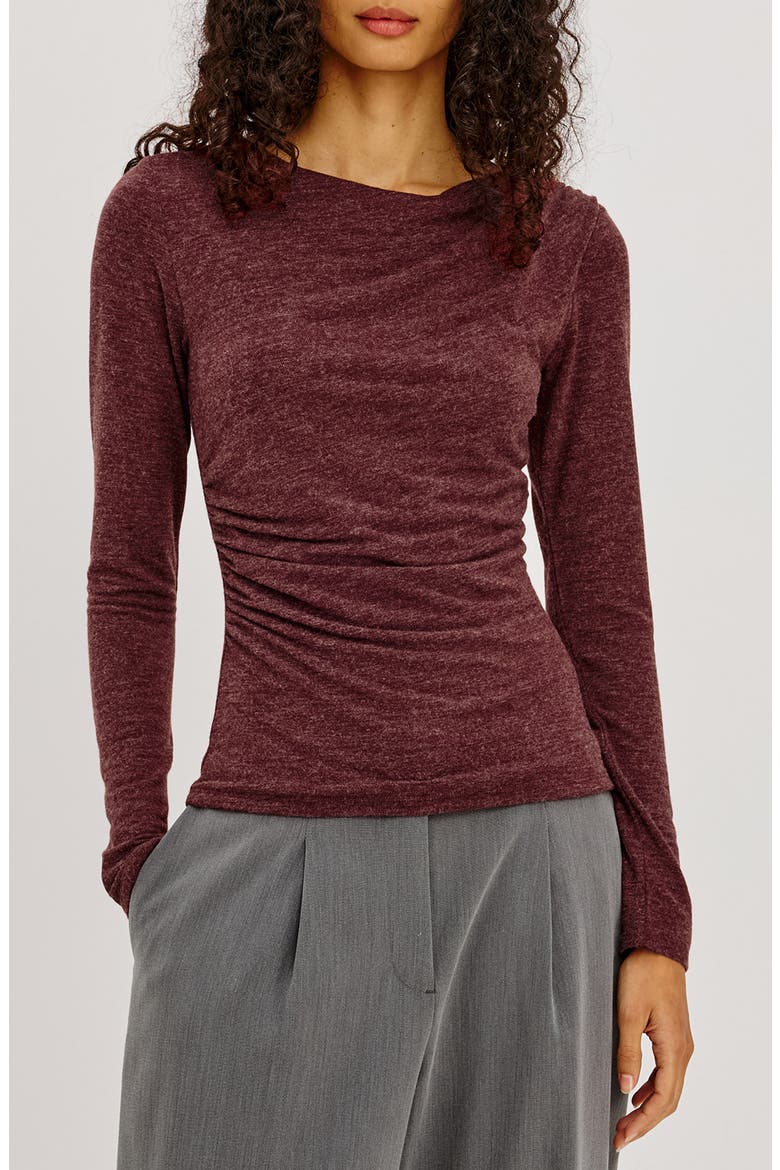 Issel Ruched Long Sleeve Top, Main, color, MERLOT