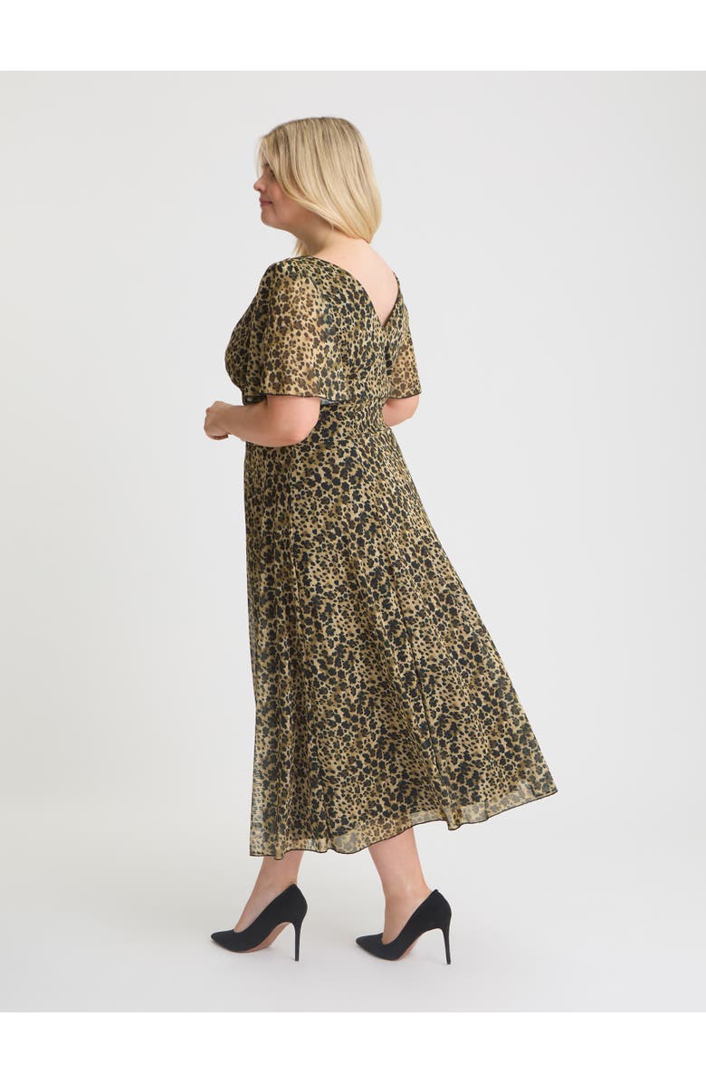 Scarlett & Jo Victoria Brush Angel Sleeve Midi Dress, Alternate, color, Leopard Print