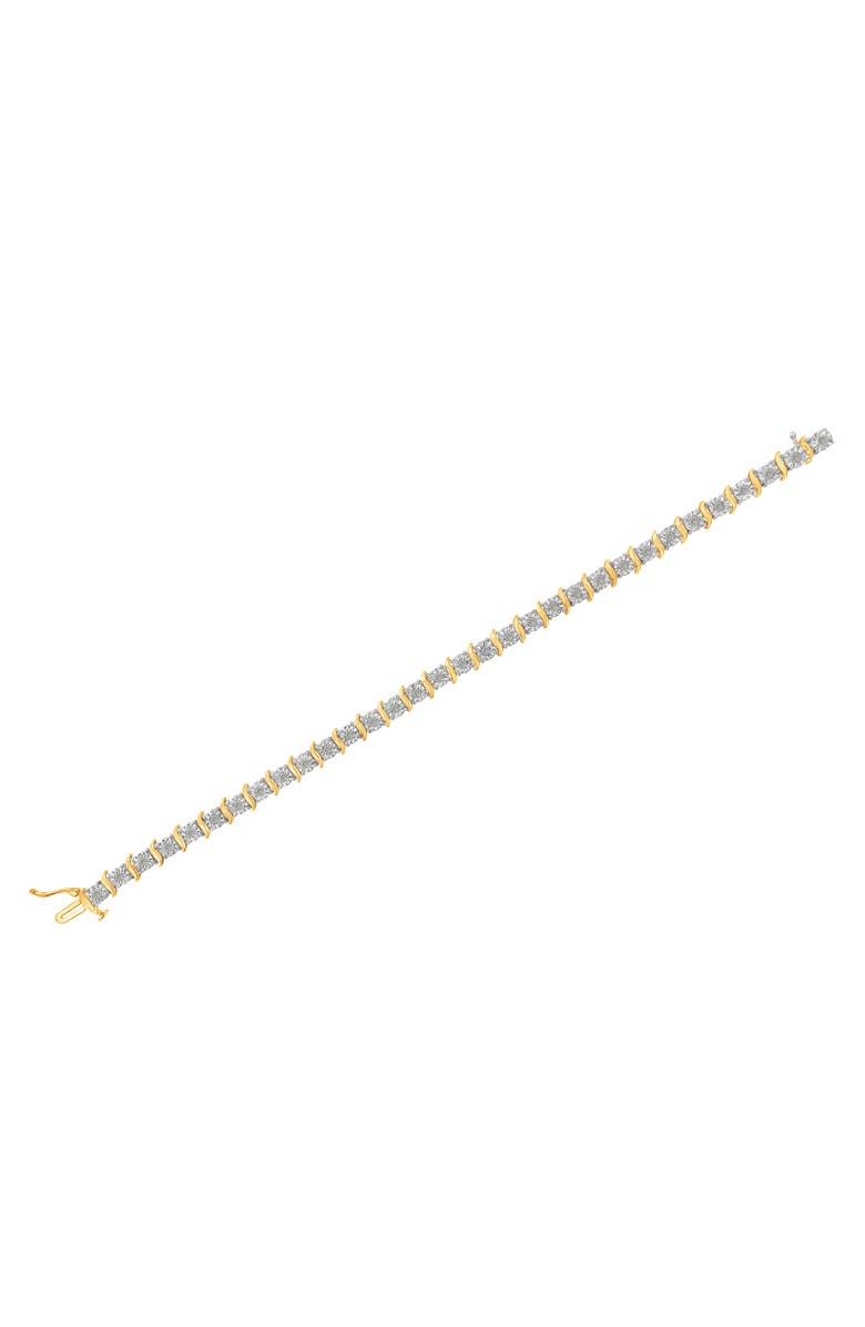 Haus of Brilliance Silver 1.0 Cttw Diamond S-Curve Link Miracle-Set Tennis Bracelet, Alternate, color, Yellowwhite Gold Over Silver
