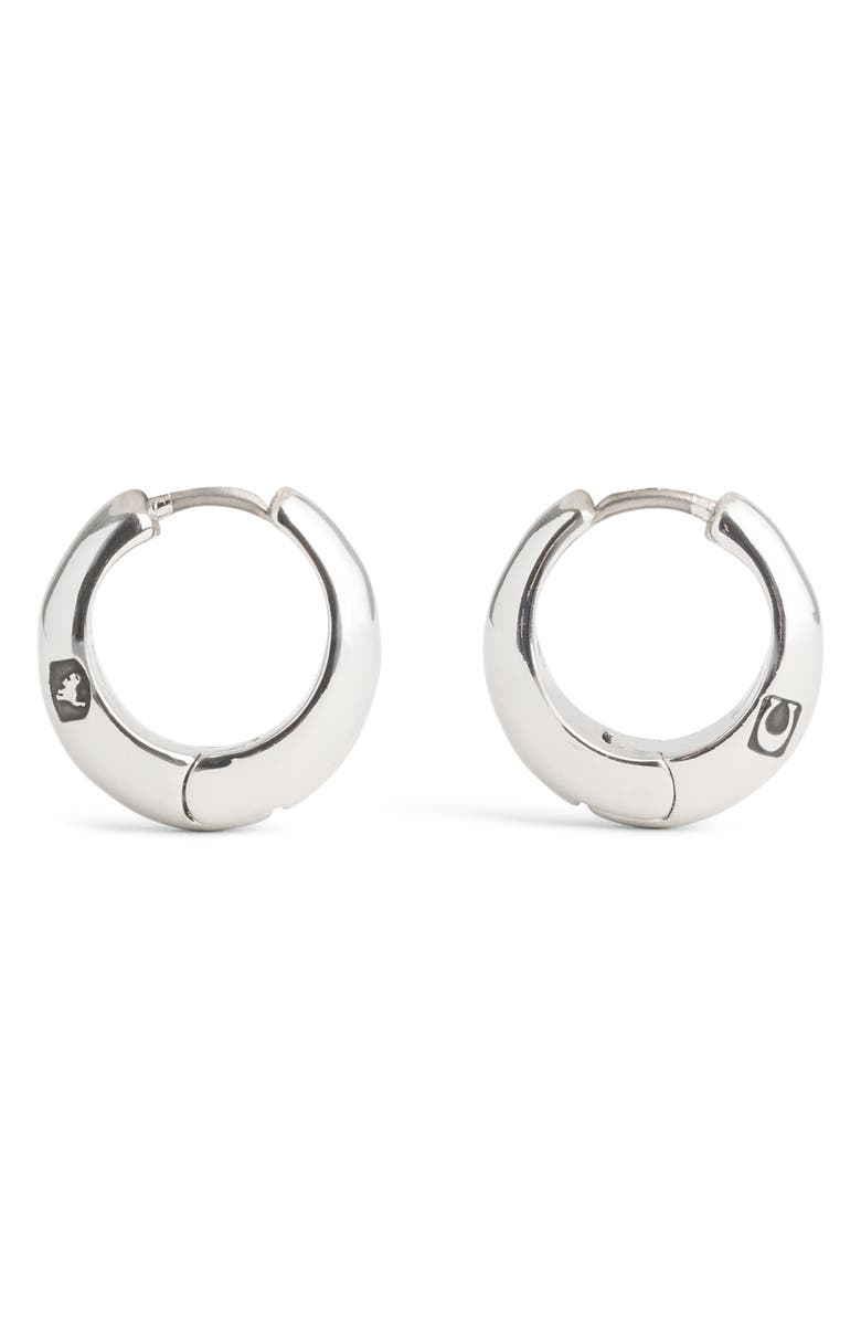 COACH Hallmark Tubular Hoop Earrings, Alternate, color, Rhodium