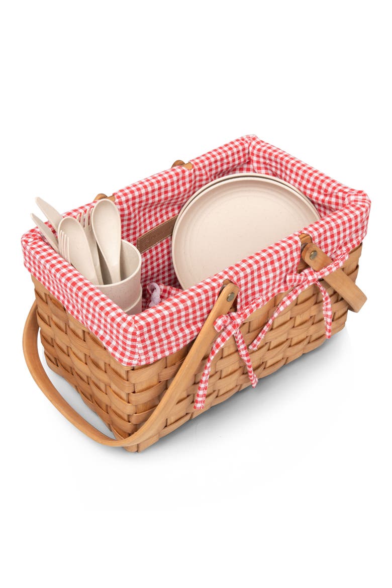 Piccola Picnic Basket, Alternate, color, RED