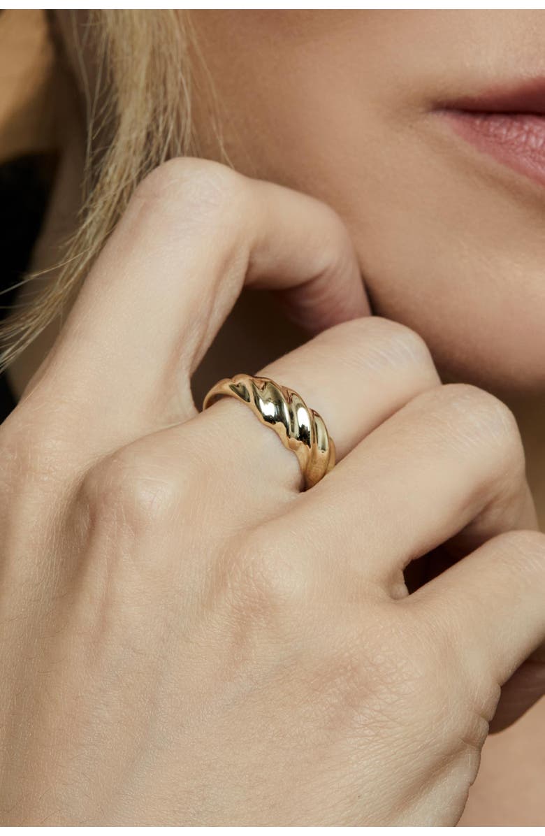 Oradina 10K Yellow Gold Greek Retro Dome Ring, Alternate, color, Yellow Gold