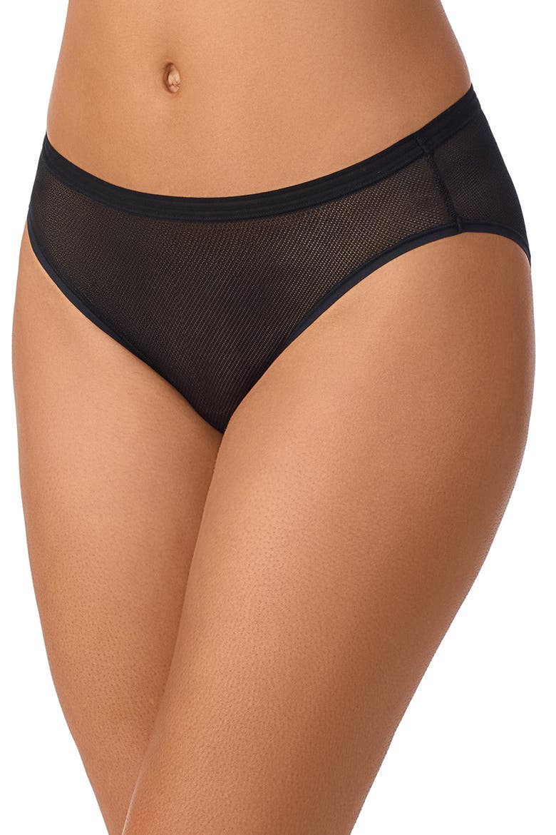 Table Top Sheer Stripe Bikini, Main, color, BLACK