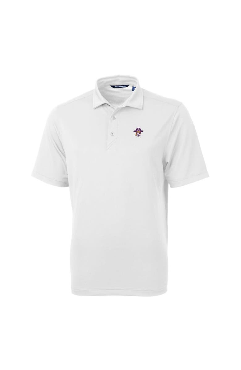 Cutter & Buck Men's Cutter & Buck White ECU Pirates Team Logo Virtue Eco Pique Recycled Polo, Alternate, color, White
