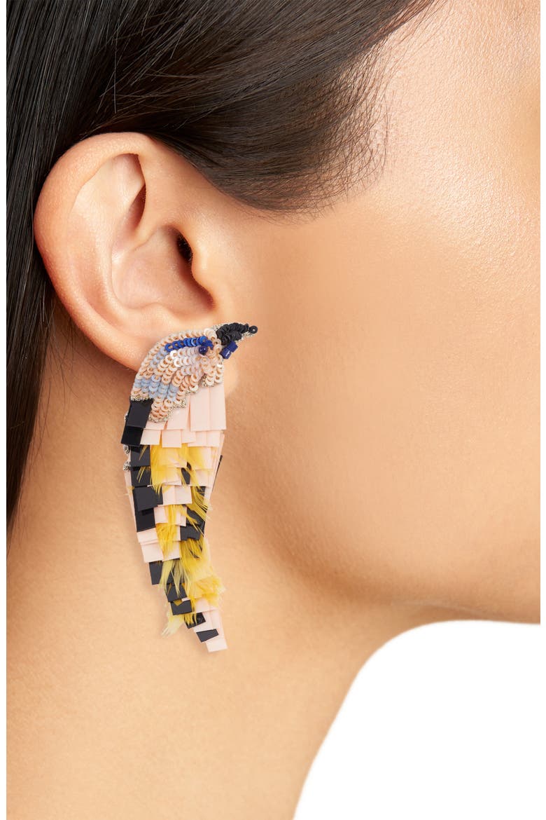 Bird Embellished Drop Earrings, Alternate, color, TOFFEE
