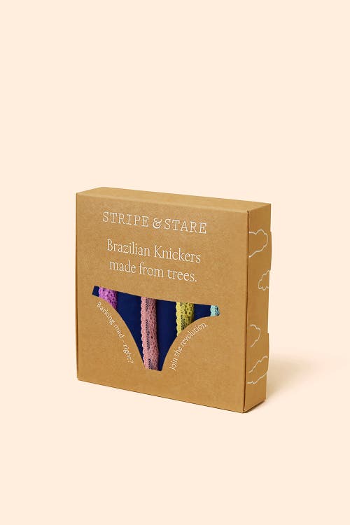 Stripe & Stare Brazilian Four Pack In Blue
