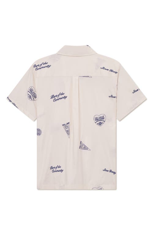 Les Deux Hendrix Aoe Short Sleeves Shirt In Ivory/blueprint