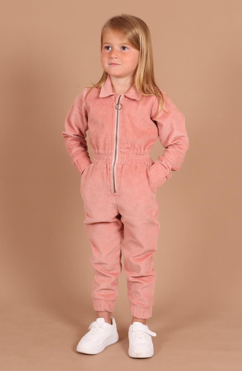 TINY TRIBE Kids' Cotton Stretch Corduroy Romper, Alternate, color, Dusty Rose