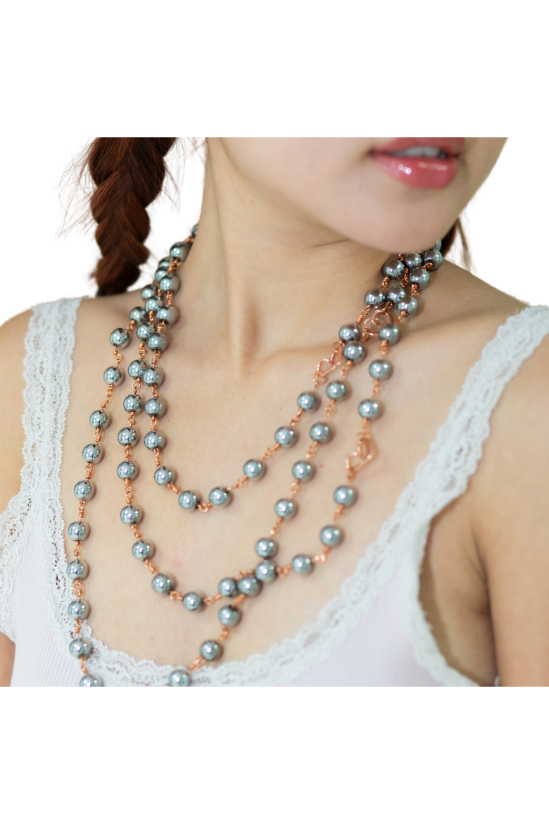 La Princesa Hematite 3-Layer Necklace, Alternate, color, Silver