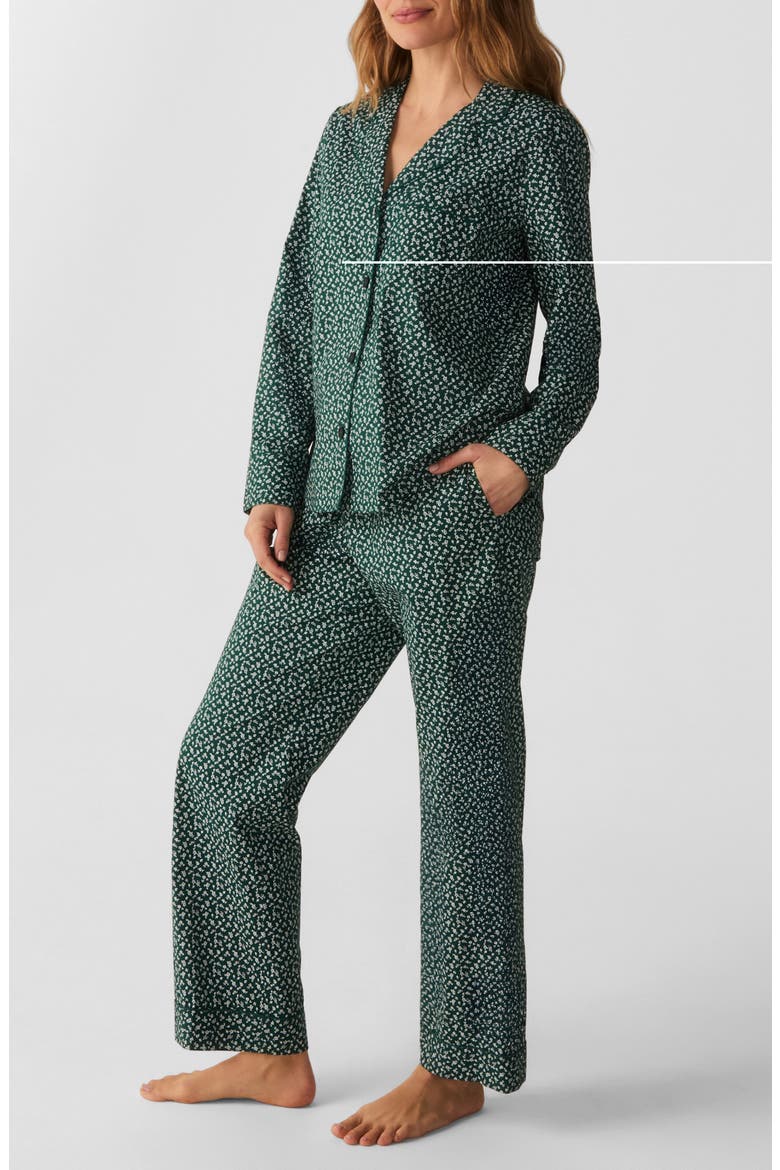 Floral Cotton Poplin Pajamas, Alternate, color, MEDIUM GREEN