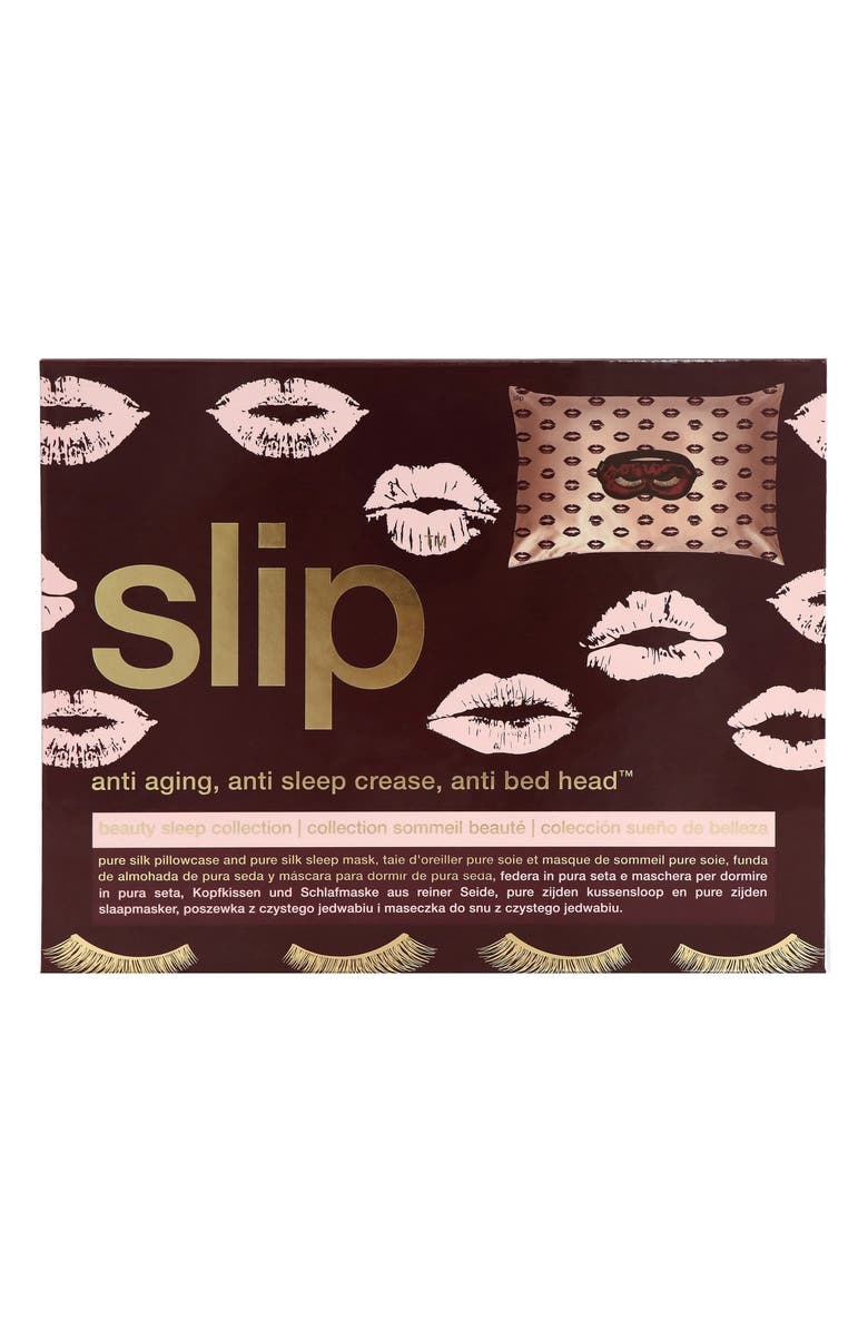 slip <sup>™</sup> for beauty sleep Lip Print Pillowcase & Eye Mask Set, Alternate, color, 