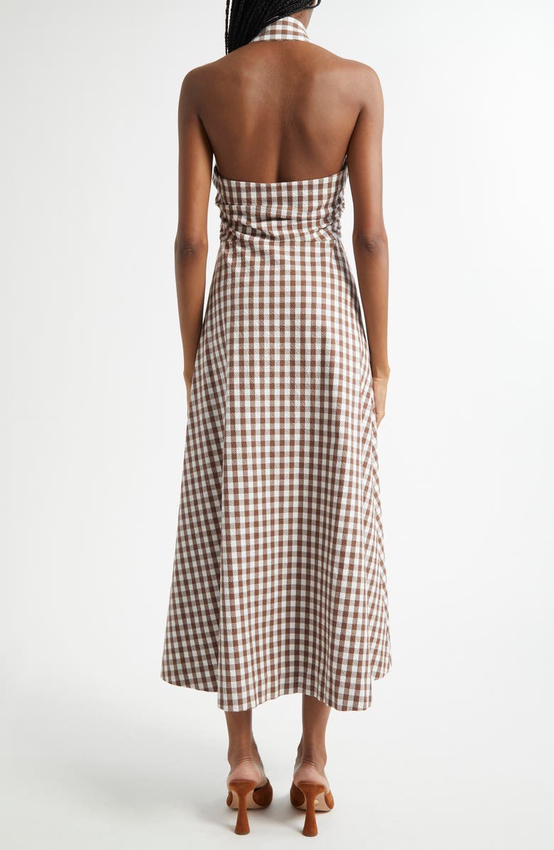 Veronica Beard Mackey Gingham Halter Neck Stretch Cotton Dress, Alternate, color, Light Chickory Dove