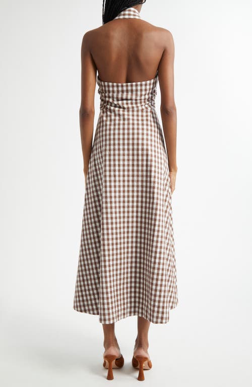 VERONICA BEARD VERONICA BEARD MACKEY GINGHAM HALTER NECK STRETCH COTTON DRESS
