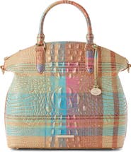 Brahmin Large Duxbury Plaid Croc Embossed Leather Satchel