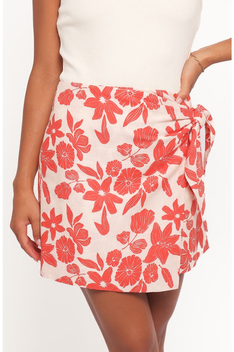 Calypso Floral Faux Wrap Miniskirt, Alternate, color, RED FLORAL