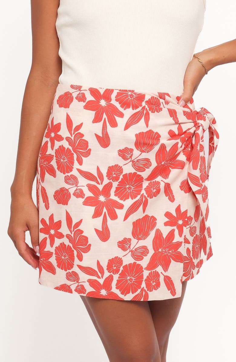 Petal & Pup Calypso Floral Faux Wrap Miniskirt, Alternate, color, Red Floral