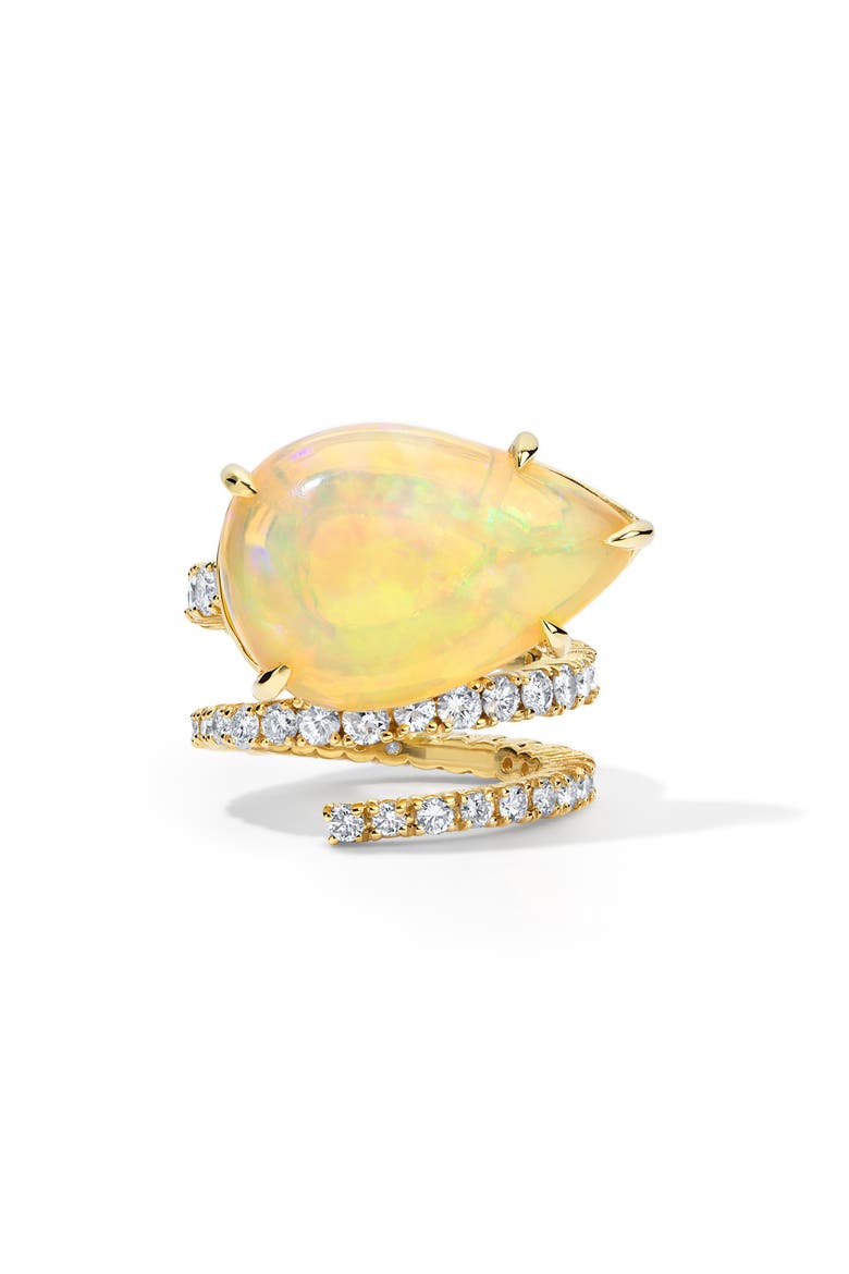 Teardrop Opal & Diamond Wraparound Ring, Alternate, color, METALLIC GOLD