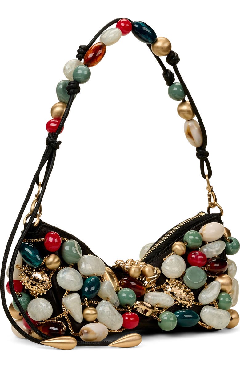 Cult Gaia Mercier Beaded Leather Clutch with Removable Shoulder Strap, Alternate, color,