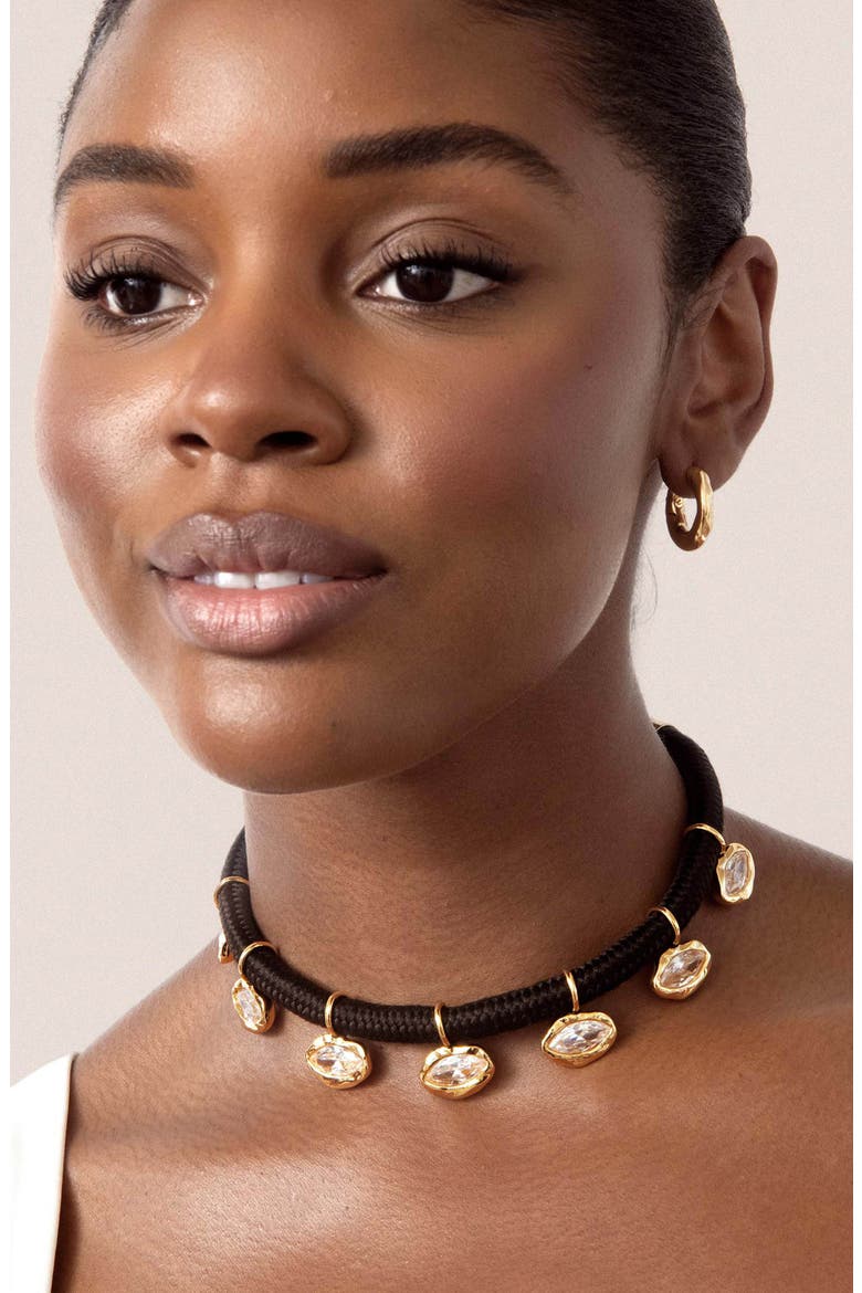 Midnight Luxe Crystal Choker Necklace, Alternate, color, GOLD