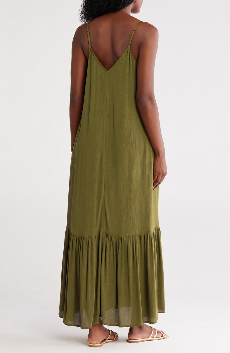 Melrose and Market Gauze Tiered Maxi Dress, Alternate, color, Olive Green