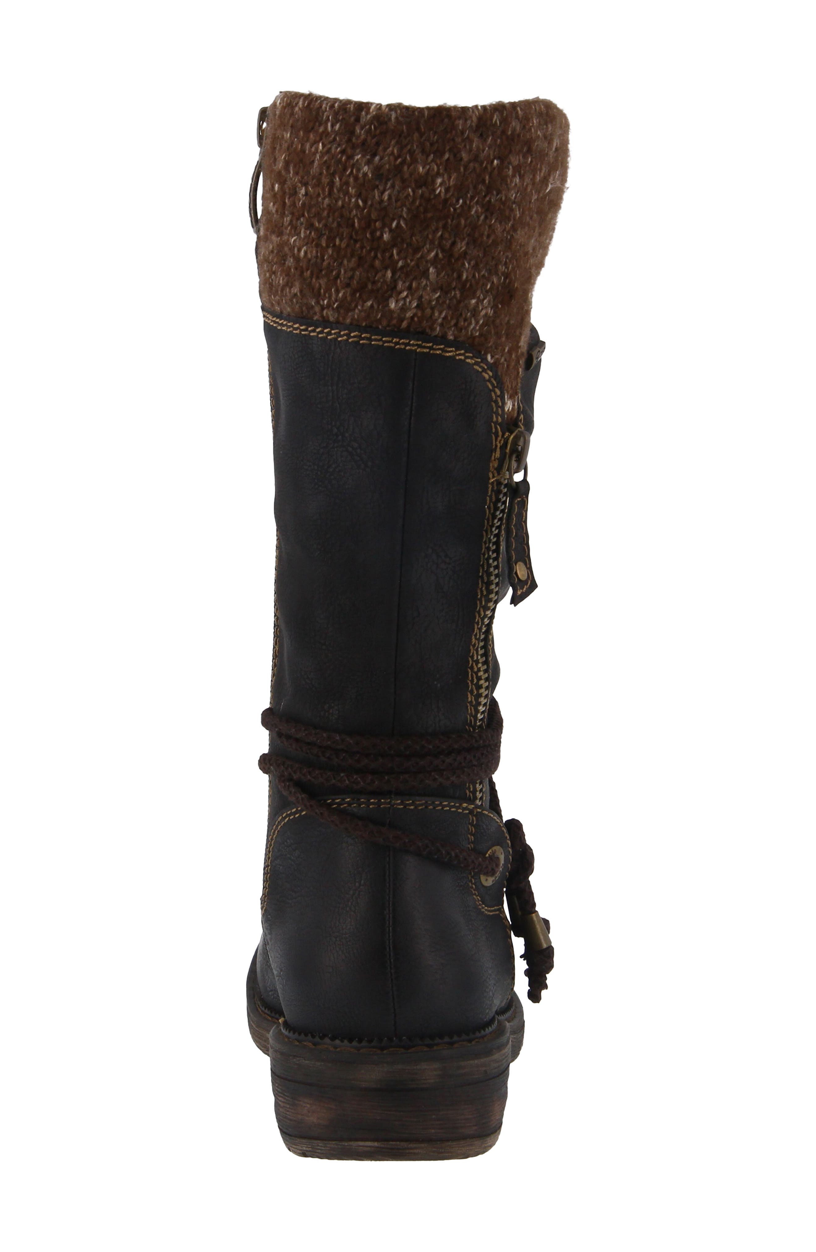 Spring Step Acaphine Water Resistant Boot, Alternate, color, Black Faux Leather