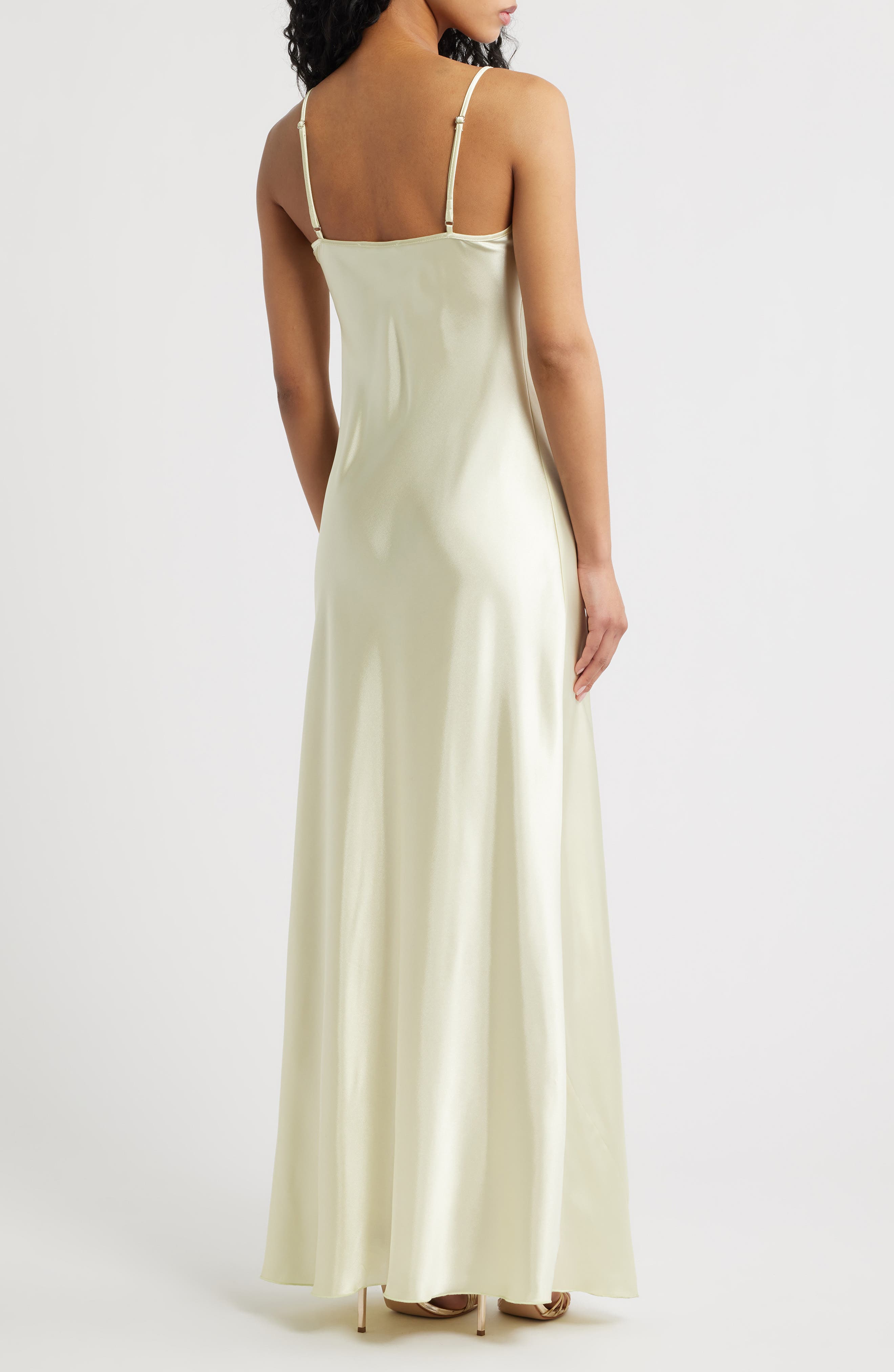 Solid Long Satin Slip Dress - image 4