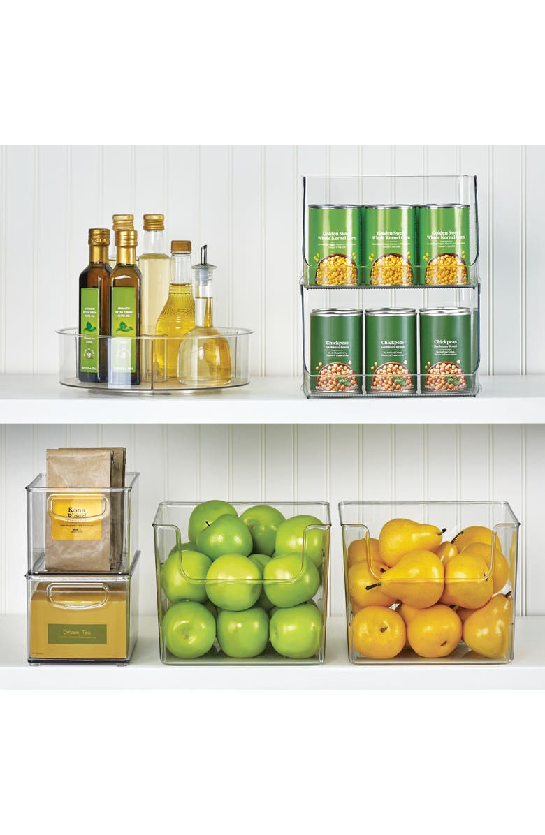 mDesign Plastic Kitchen Organizer - Storage Holder Bin with Handles for Pantry, Cupboard, Cabinet, Fridge/Freezer, Shelves, Counter - Holds Canned Food, Snacks - Ligne Collection - 8 Pack - Clear, Alternate, color, 