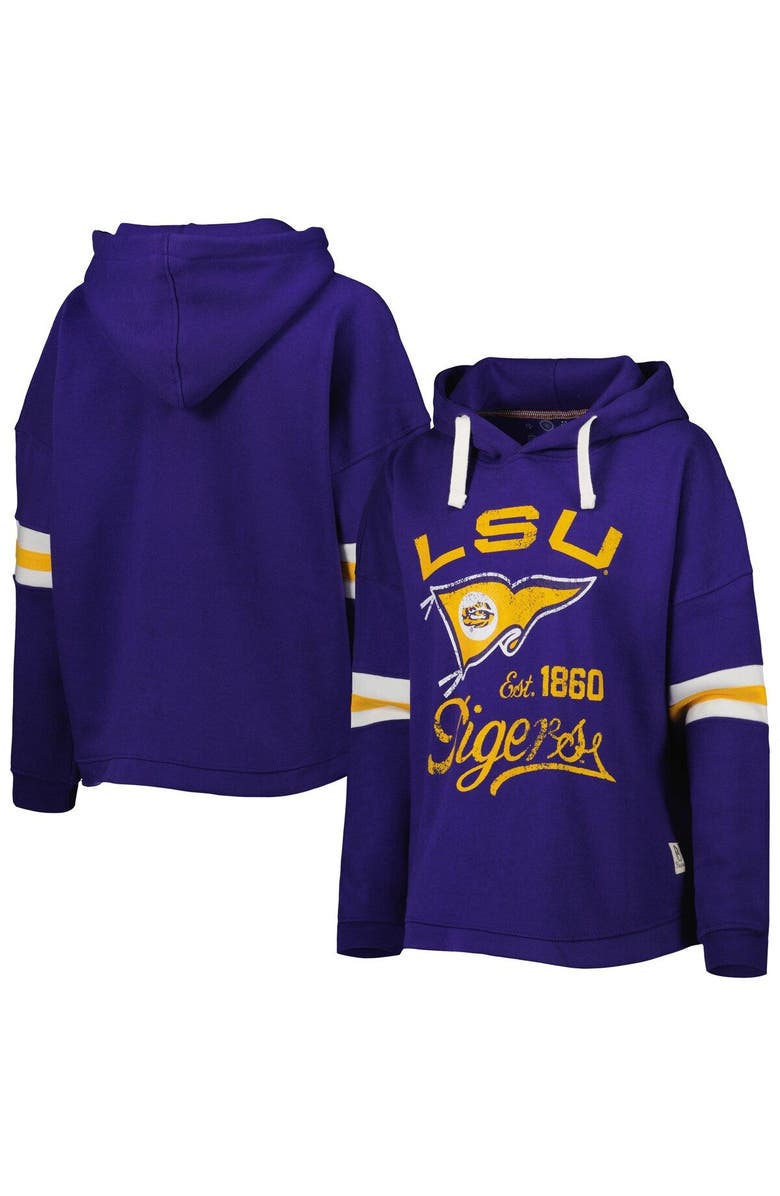 PRESSBOX Women's Pressbox Purple LSU Tigers Super Pennant Pullover Hoodie, Main, color, 