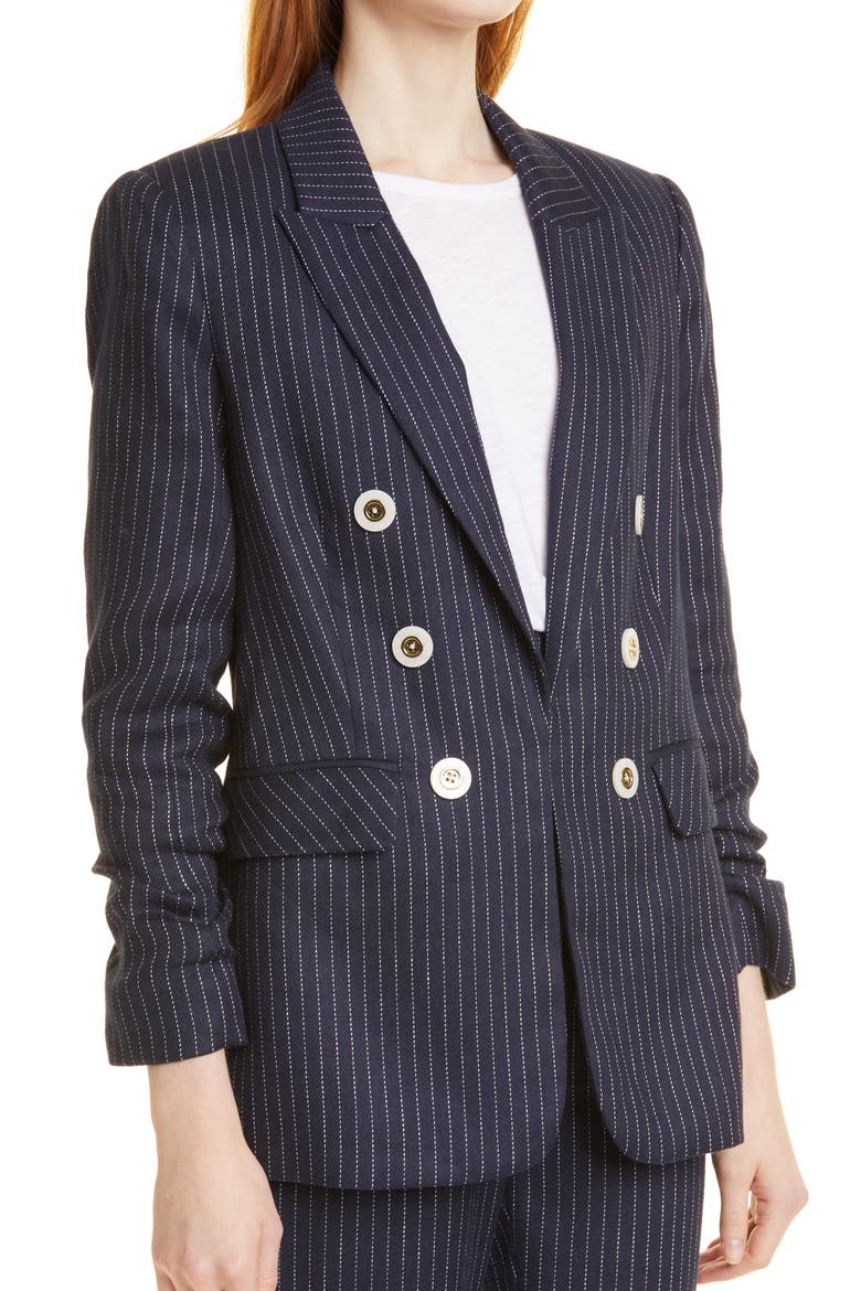 Beacon Pickstitch Stripe Linen Blend Dickey Jacket, Alternate, color, NAVY/ WHITE