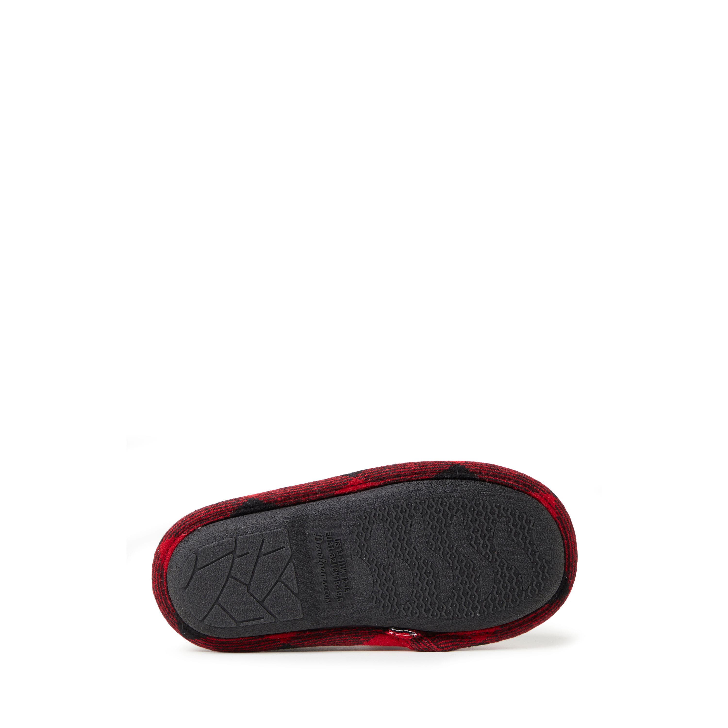 DEARFOAMS Kids' Buffalo Check Lil Bear Clog Slipper, Alternate, color, Red Plaid