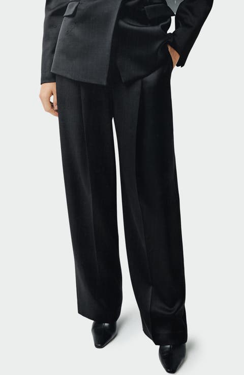 Pleated Satin Pants