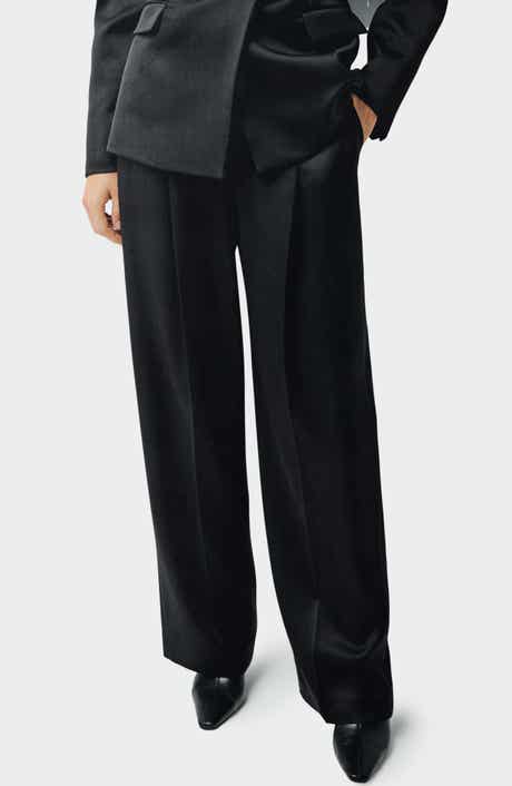 MANGO Pleated Satin Pants