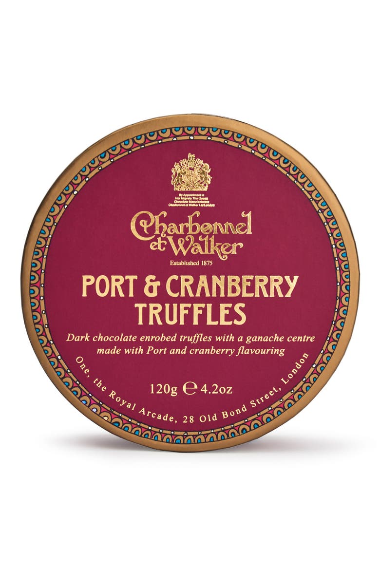 Port & Cranberry Flavored Chocolate Truffles in Gift Box, Main, color, RED