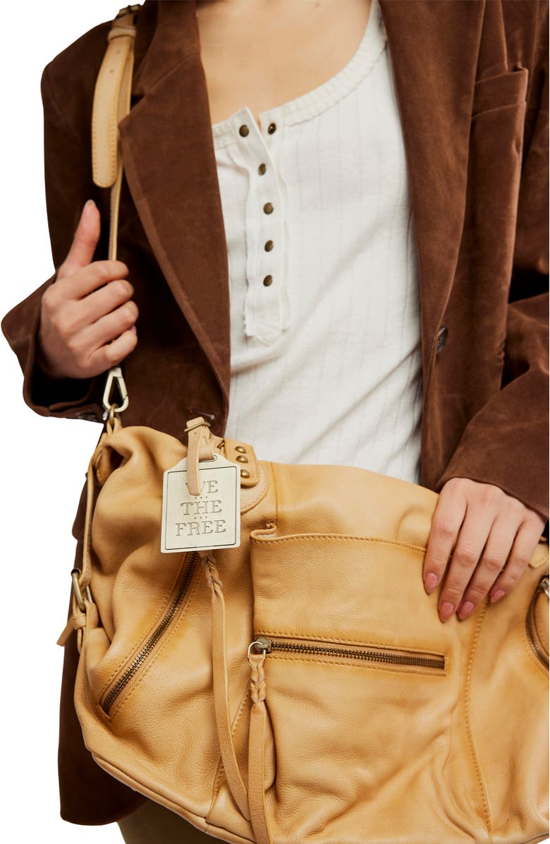 Free People We The Free Emerson Lambskin Leather Tote, Alternate, color, Italian Straw