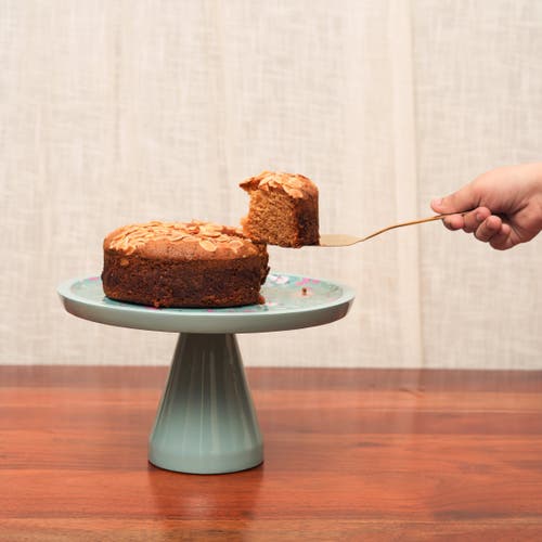 Mela Artisans Aqua Flora Pedestal Cake Stand In Blue
