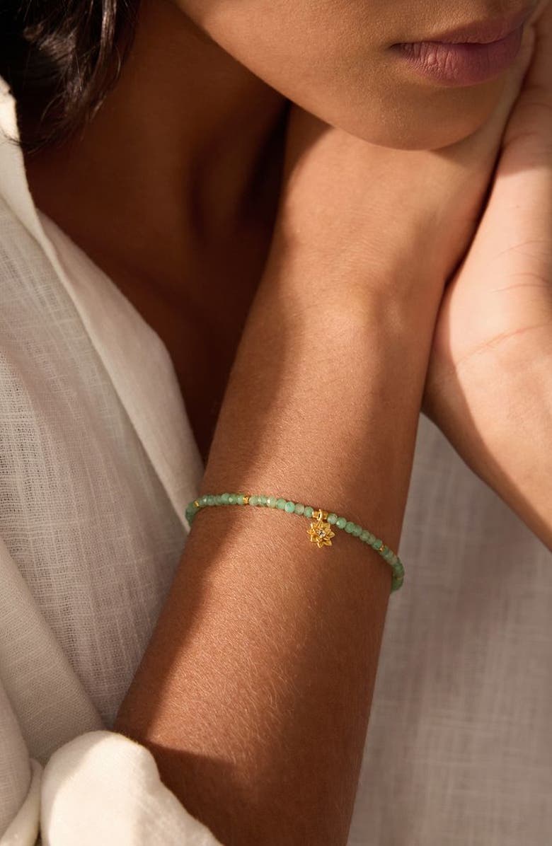 Satya Jewelry Emerald Lotus May Birthstone Bracelet, Alternate, color, Green