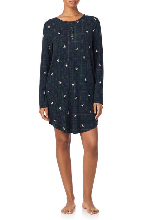 Ralph Lauren Lauren  Henley Sleepshirt In Black