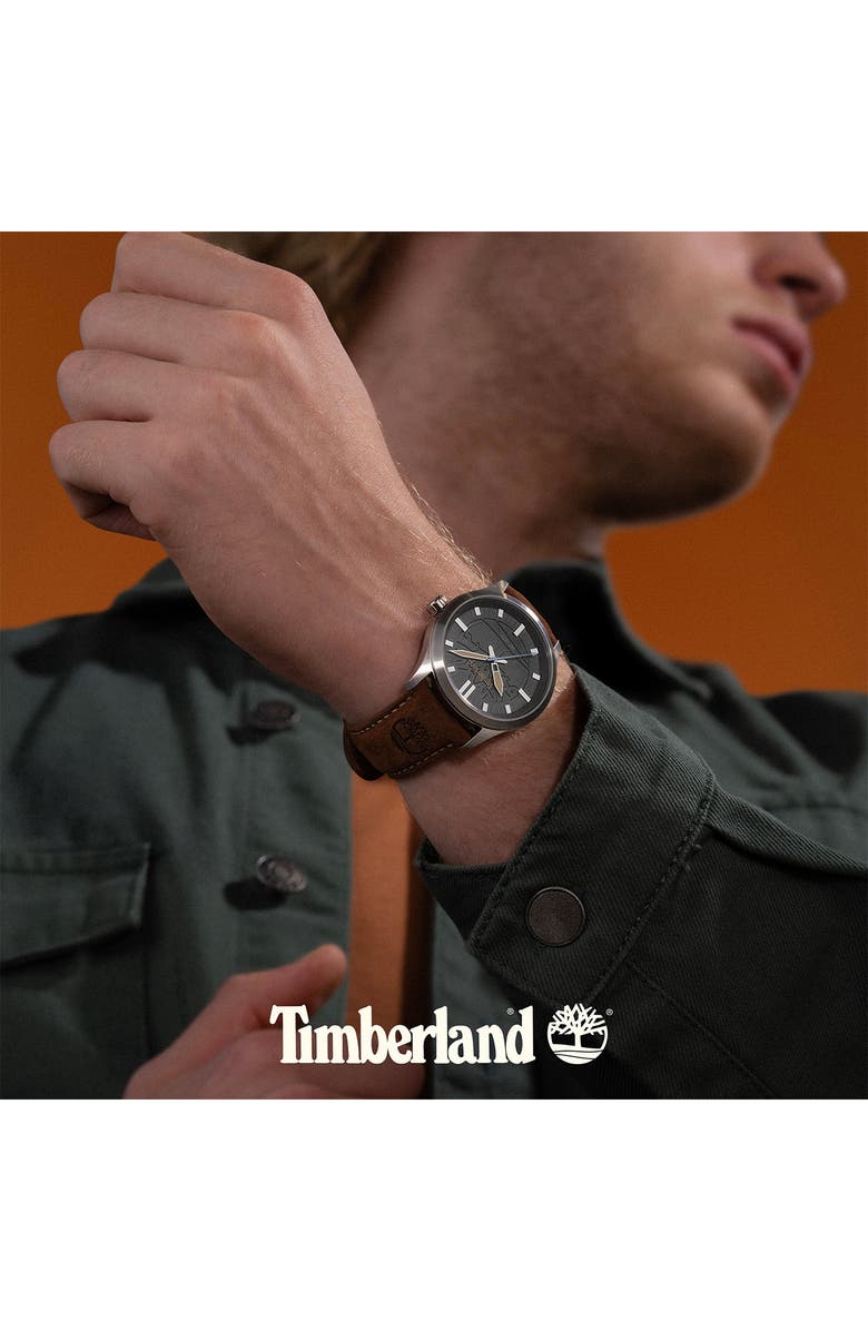 Timberland Rambush Leather Strap Watch, 42mm, Alternate, color, 
