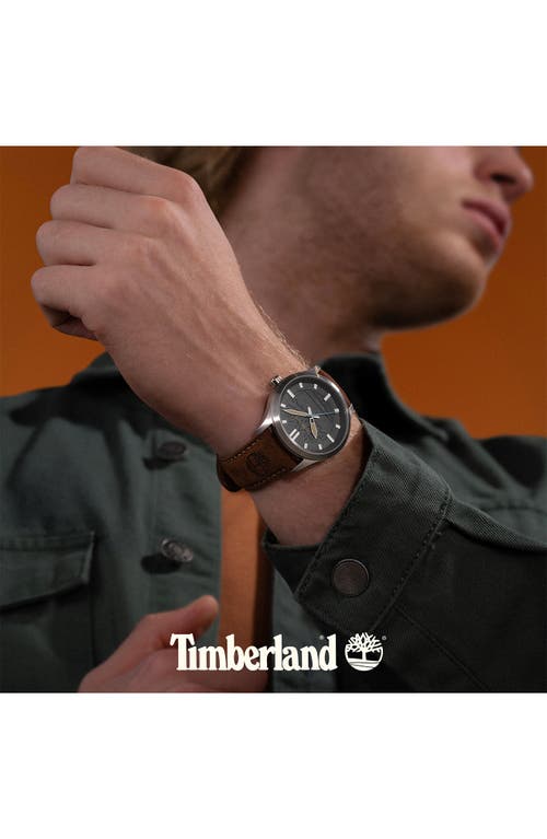 Timberland Rambush Leather Strap Watch, 42mm In Dark Brown