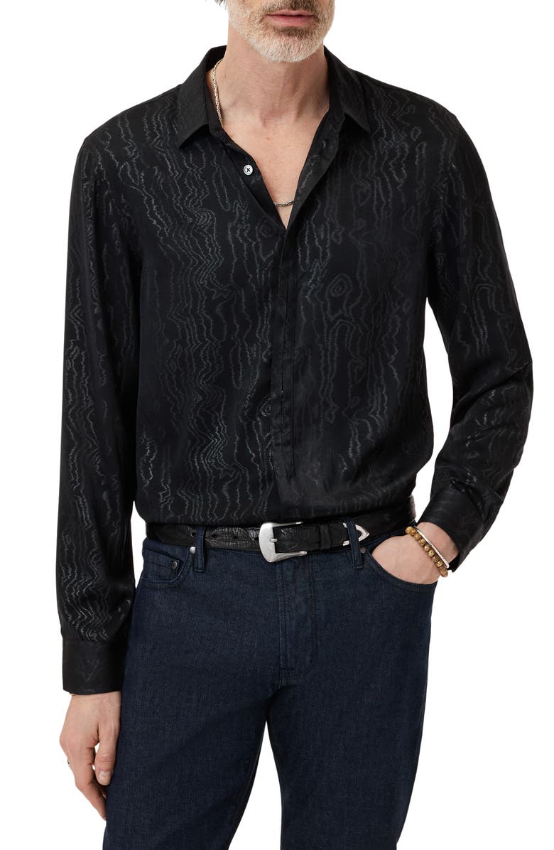 John Varvatos Hickory Button-Up Shirt, Main, color, Black