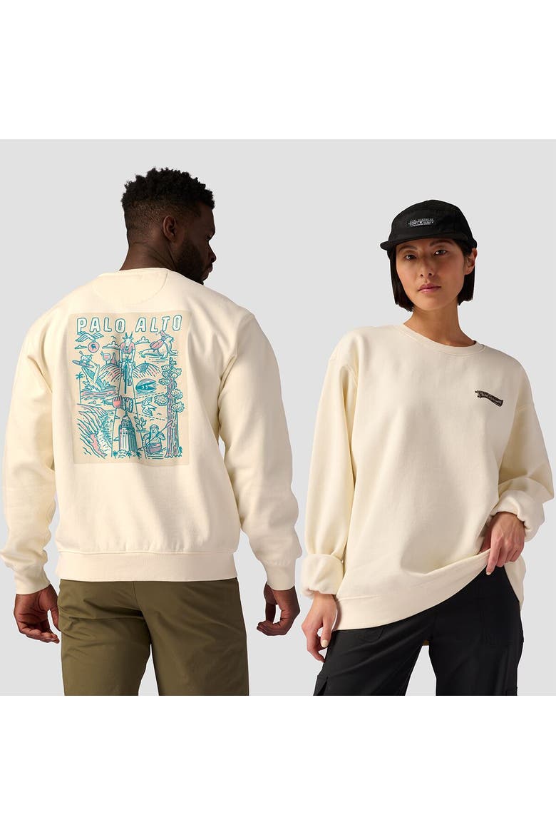 Palo Alto Poster Crew Sweatshirt, Main, color, Vintage White