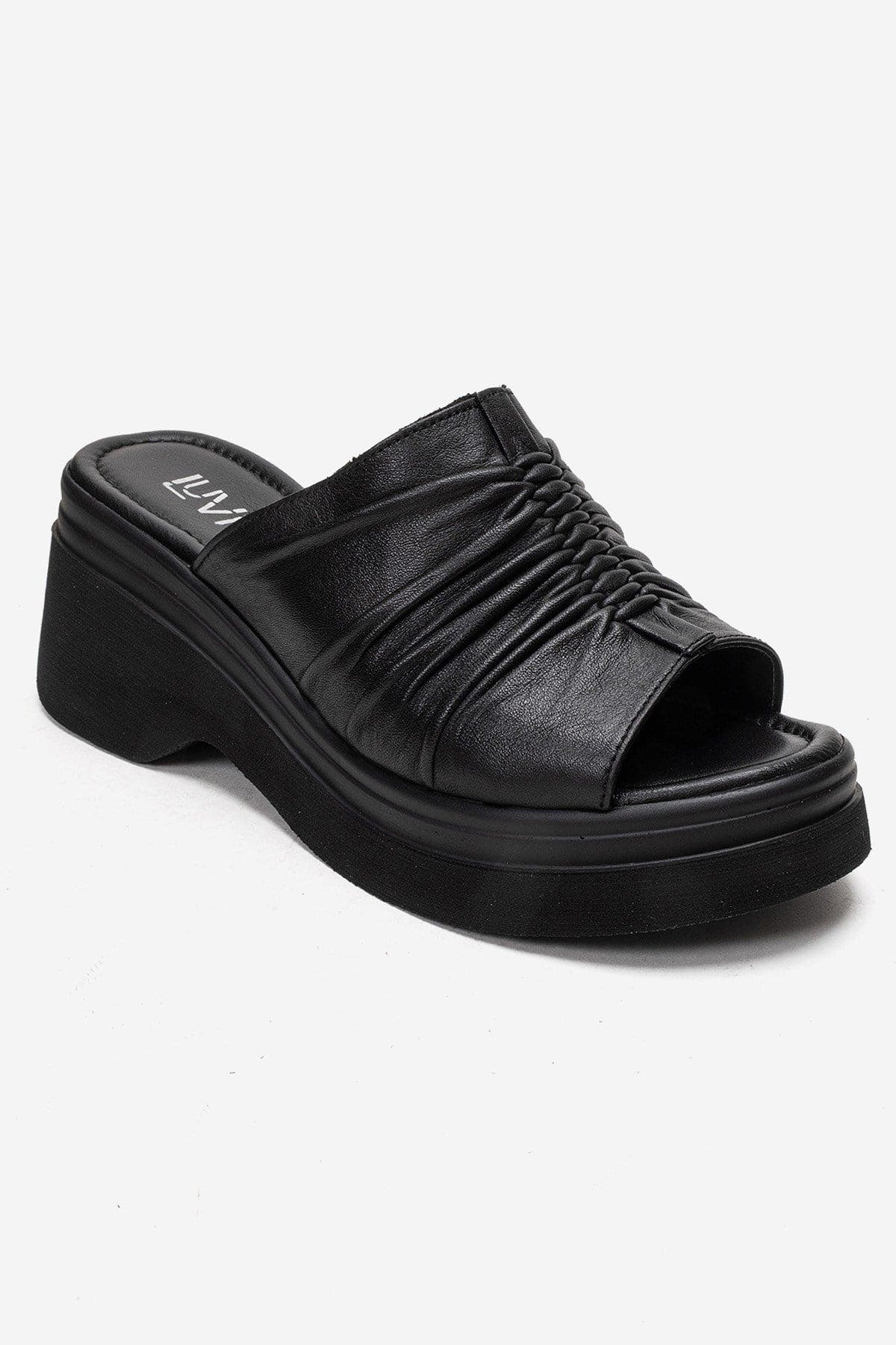 Forever & Always Shoes Nellie Leather Platform Sandal, Alternate, color, Black