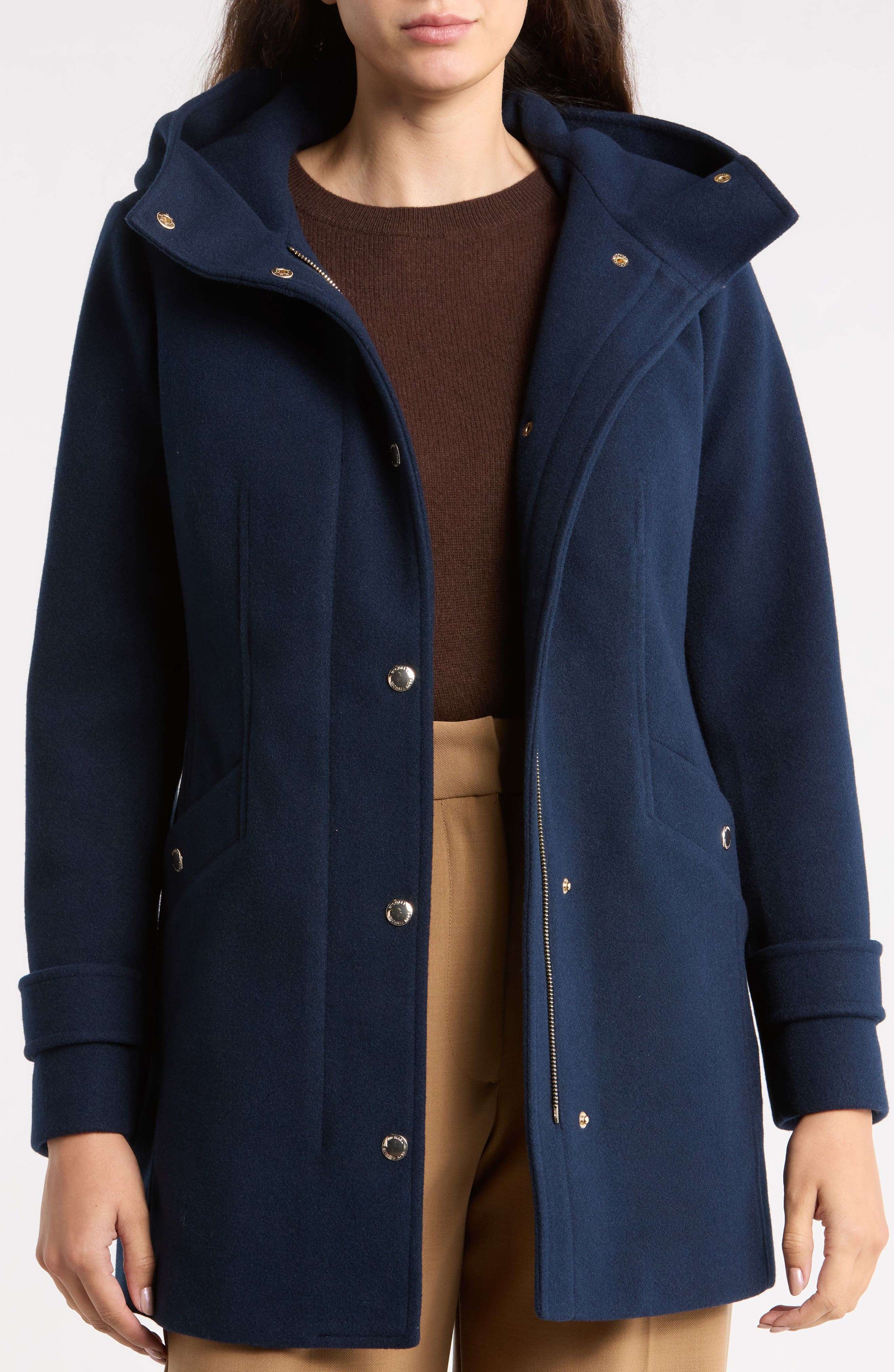 Michael Kors Faux Wool Zip Coat with Hood (Women) | Nordstromrack