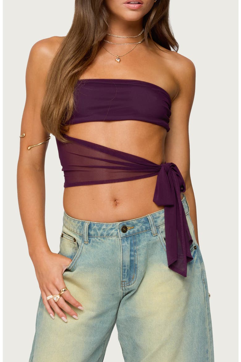 Amaro Strapless Side Tie Cutout Top, Main, color, PURPLE