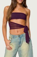 EDIKTED Amaro Strapless Side Tie Cutout Top