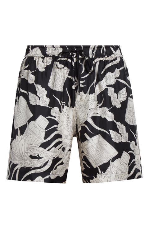 Ｌサイズ　FLOWER AMIRI BERMUDA CROCKERY AMIRI Bandana Floral Silk Shorts | Black | FARFETCH