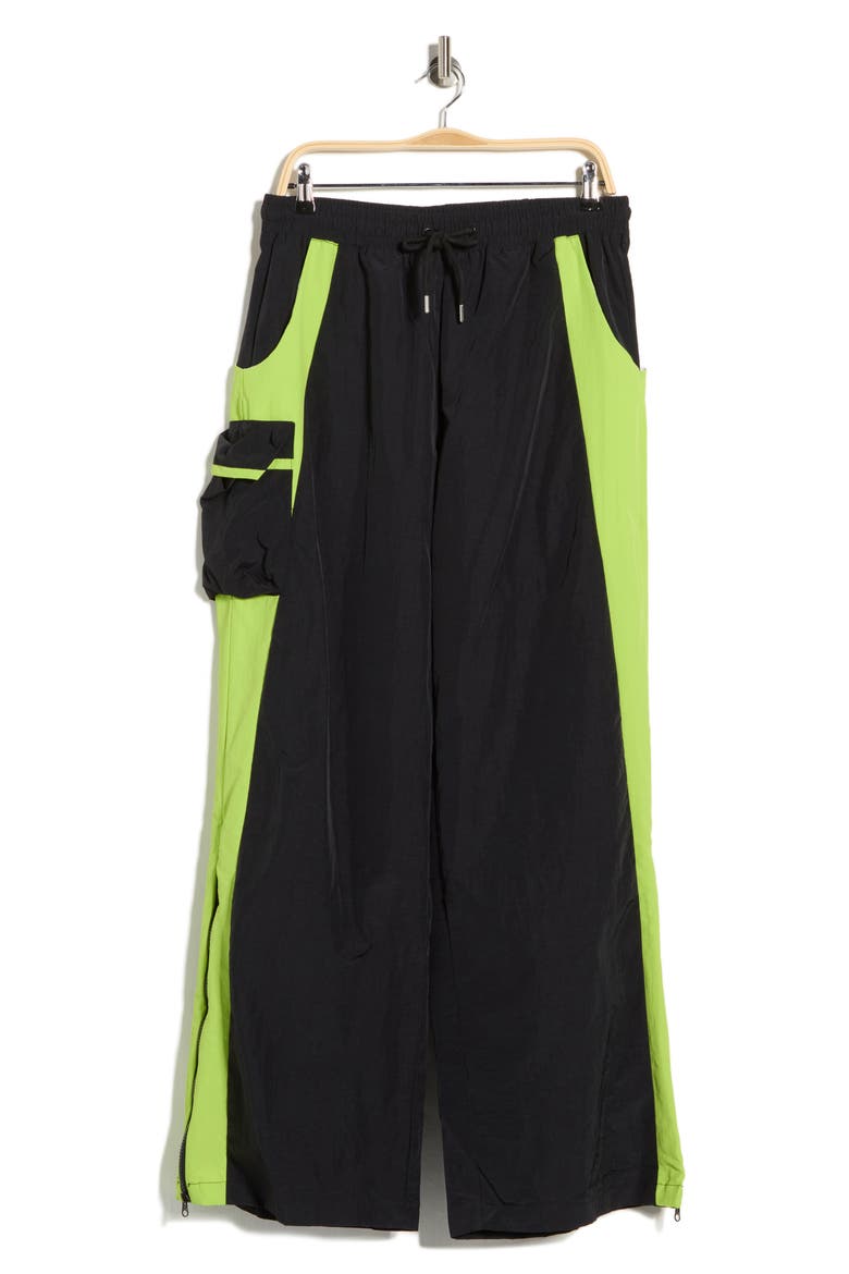 Two-Tone Parachute Pants, Alternate, color, BLACK