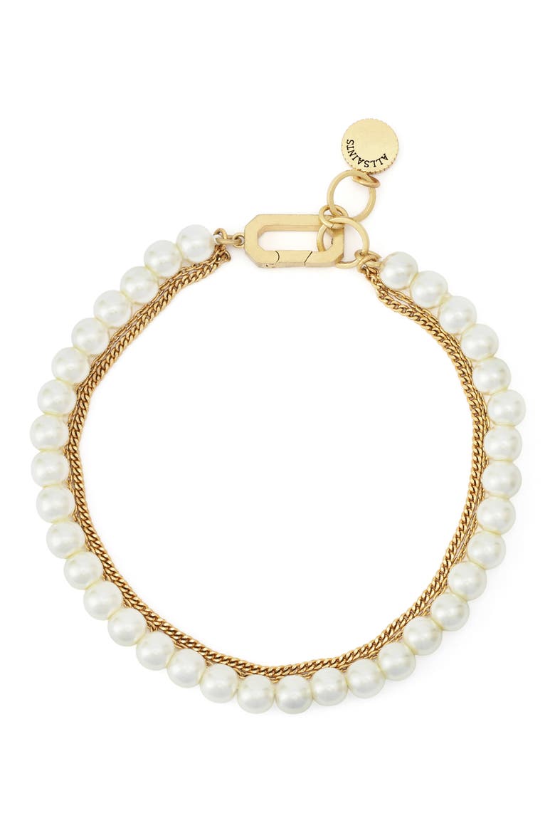 Multilayer Faux Pearl & Chain Bracelet, Main, color, PEARL/ VINTAGE GOLD