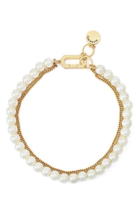 Multilayer Faux Pearl & Chain Bracelet