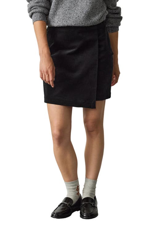 Wrap Front Corduroy Miniskirt